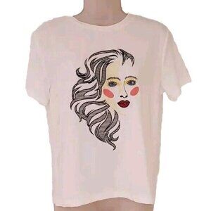 NEW ONTWELFTH EMBROIDERED PEARL BEADED WOMEN'S FACE TOP SZ MEDIUM